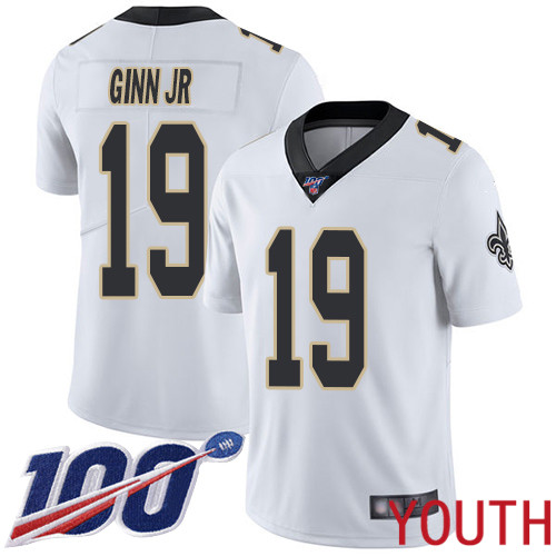 New Orleans Saints Limited White Youth Ted Ginn Jr Road Jersey NFL Football #19 100th Season Vapor Untouchable Jersey